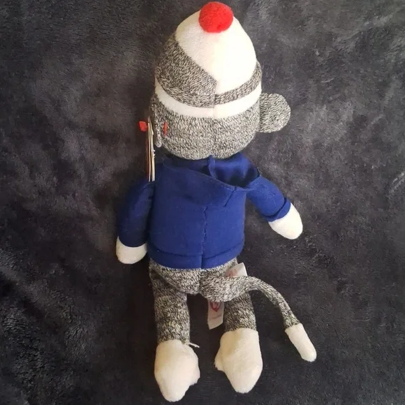 TY Beanie Baby - SOCK MONKEY (New York Shirt) (8.5" Plush) - Picture 3 of 6